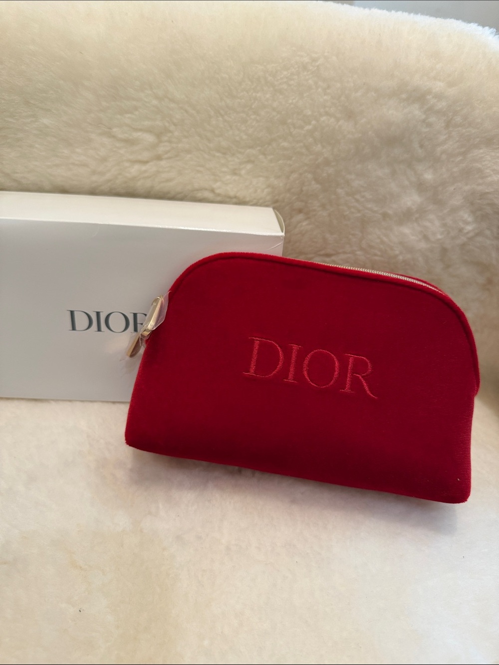 Red velvet Dior make up pouch gift with purchase from website *blogger